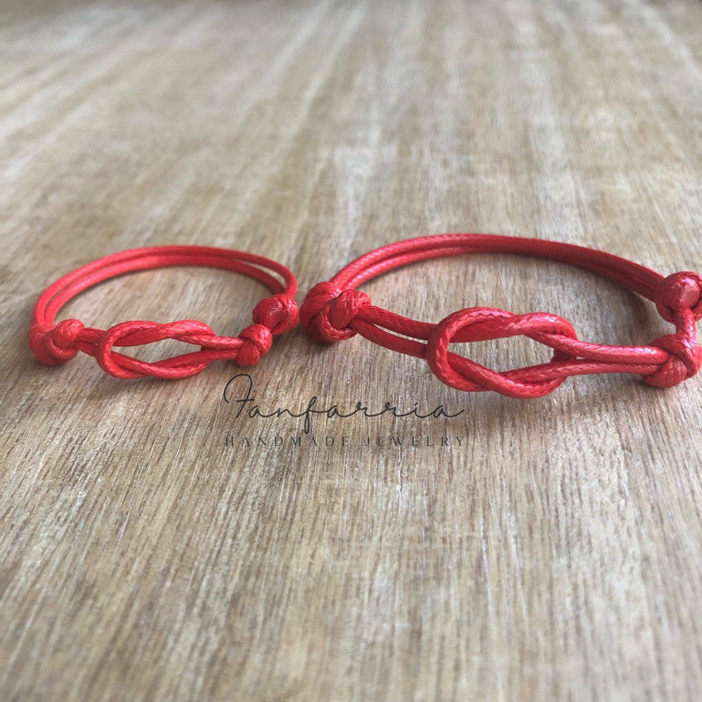Naples, Red Mommy and Me Bracelets, Mom and Daughter bracelets, Matching Bracelets, Waterproof - Fanfarria Handmade Jewelry