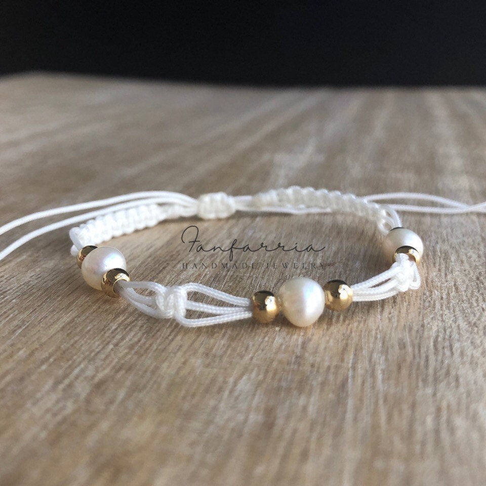 Clearwater II White Freshwater Pearl Anklet - Fanfarria Handmade Jewelry