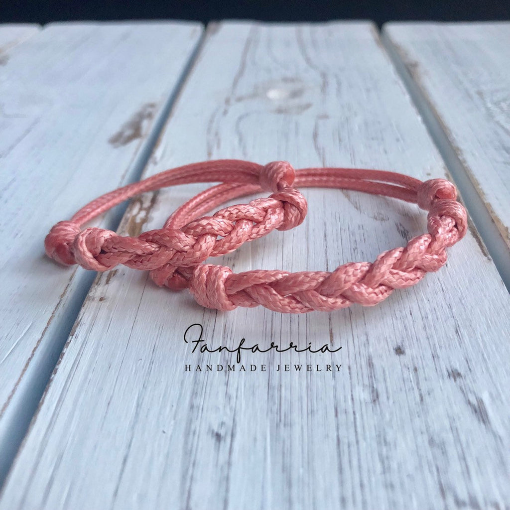 Islamorada Pink Braid Family Bracelets - Fanfarria Handmade Jewelry