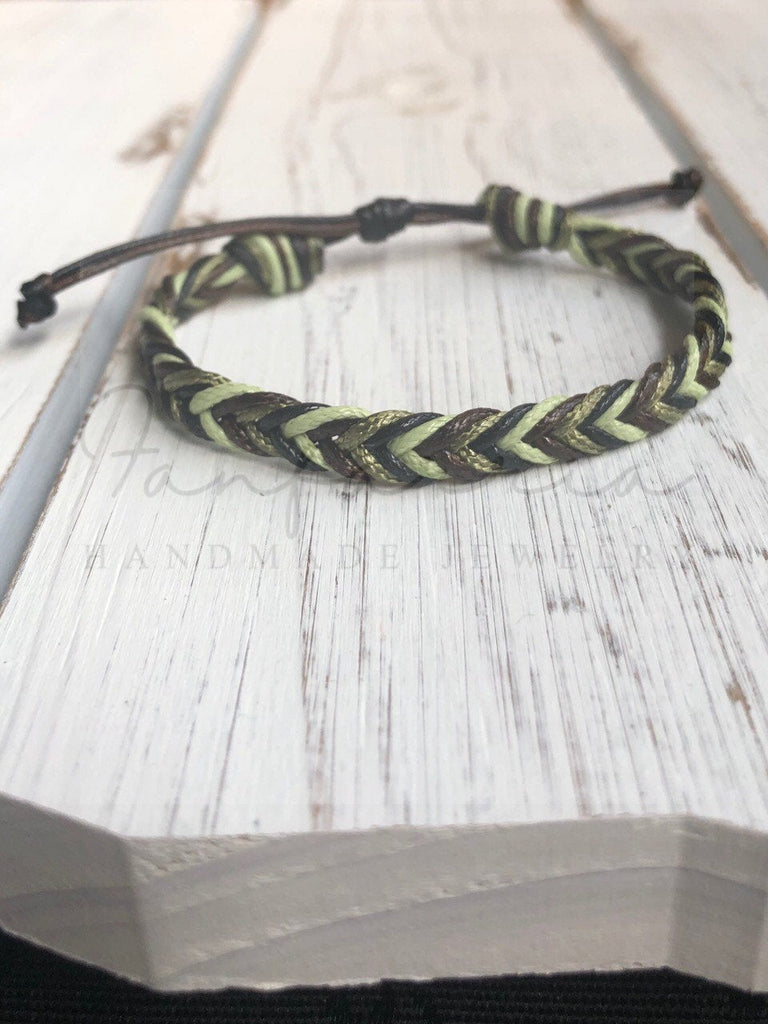 Dania, Camo Braided Anklet Bracelet - Fanfarria Handmade Jewelry