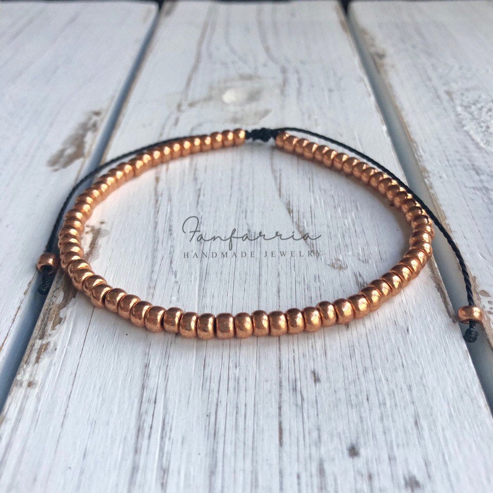 Caladesi Copper Beads Bracelet Anklet - Fanfarria Handmade Jewelry