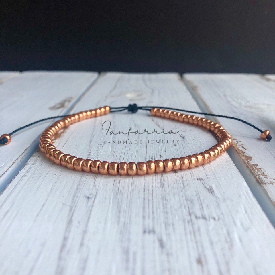Caladesi Copper Beads Bracelet Anklet - Fanfarria Handmade Jewelry