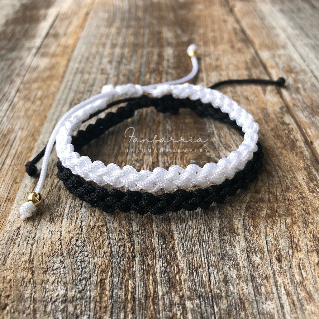 Destin II, His and Hers Bracelets, Black and White, Couples Bracelet, Waterproof