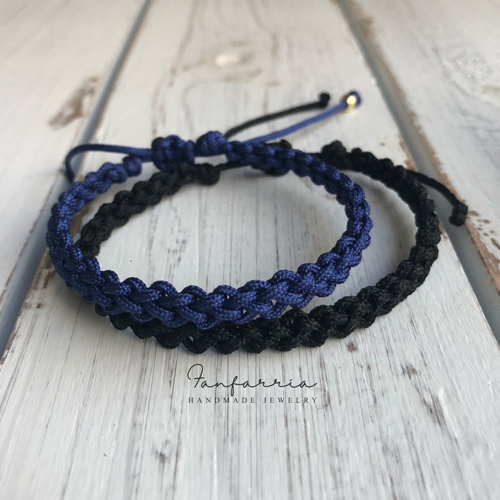 Destin II, His and Hers Bracelets, Black and Blue, Couples Bracelet, Waterproof