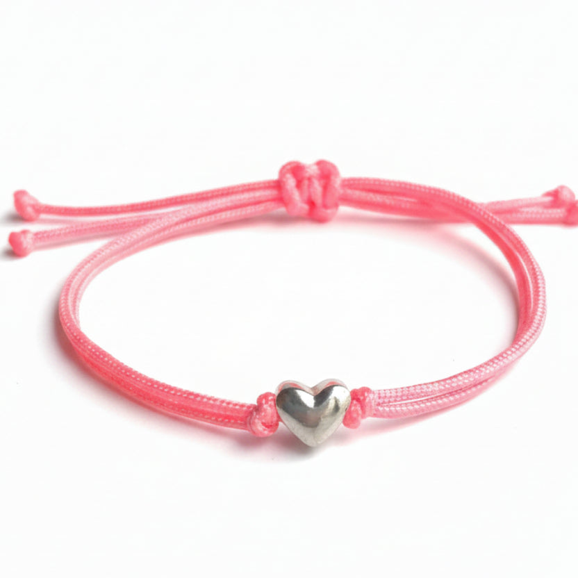 Sterling Silver Heart Neon Pink Bracelet Anklet