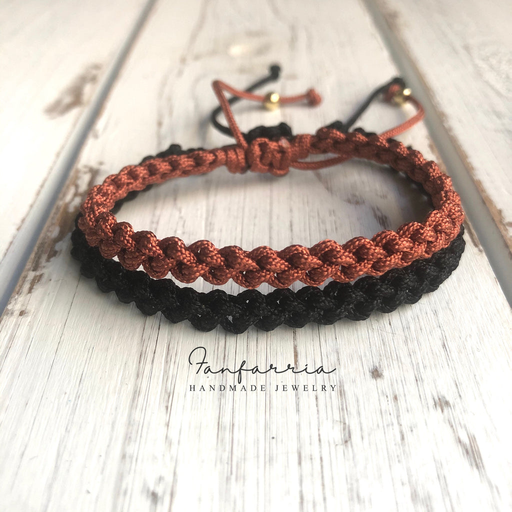 Destin II, His and Hers Bracelets, Black and Copper, Couples Bracelet, Waterproof