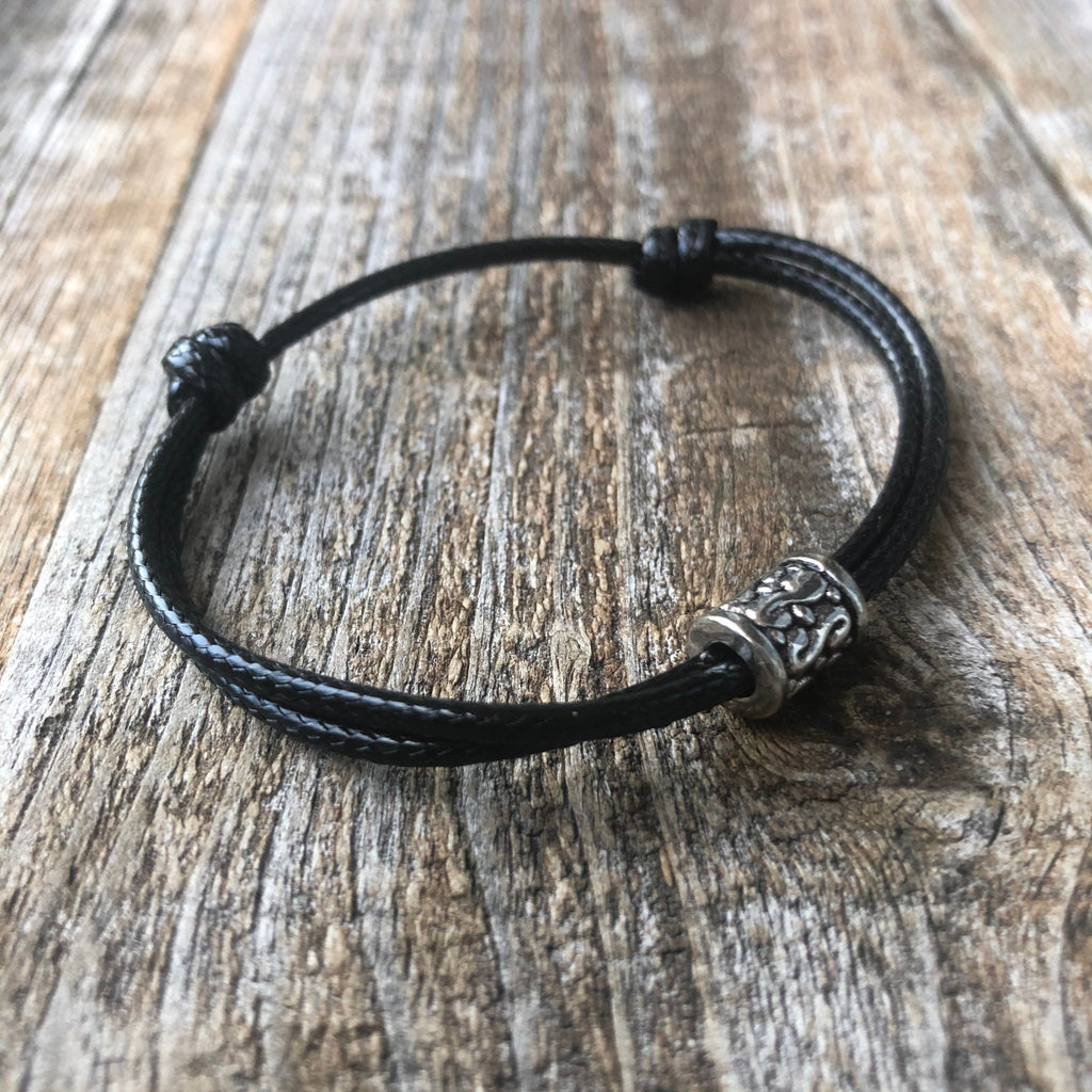 Crandon, Black Simple Tube Bracelet, Anklet, Men, Unisex, Adjustable