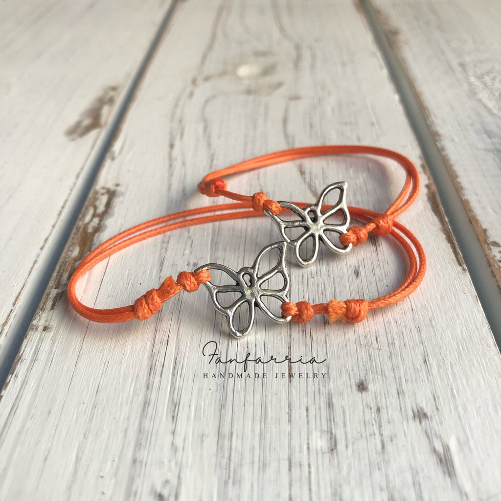 Butterfly Mommy and Me Orange Family Bracelets, Matching Bracelets
