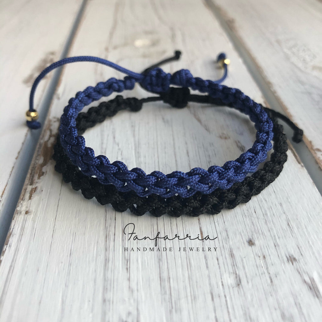 Destin II, His and Hers Bracelets, Black and Blue, Couples Bracelet, Waterproof