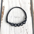 Custom Name Minimalist Bracelet Anklet Black Initial Letters