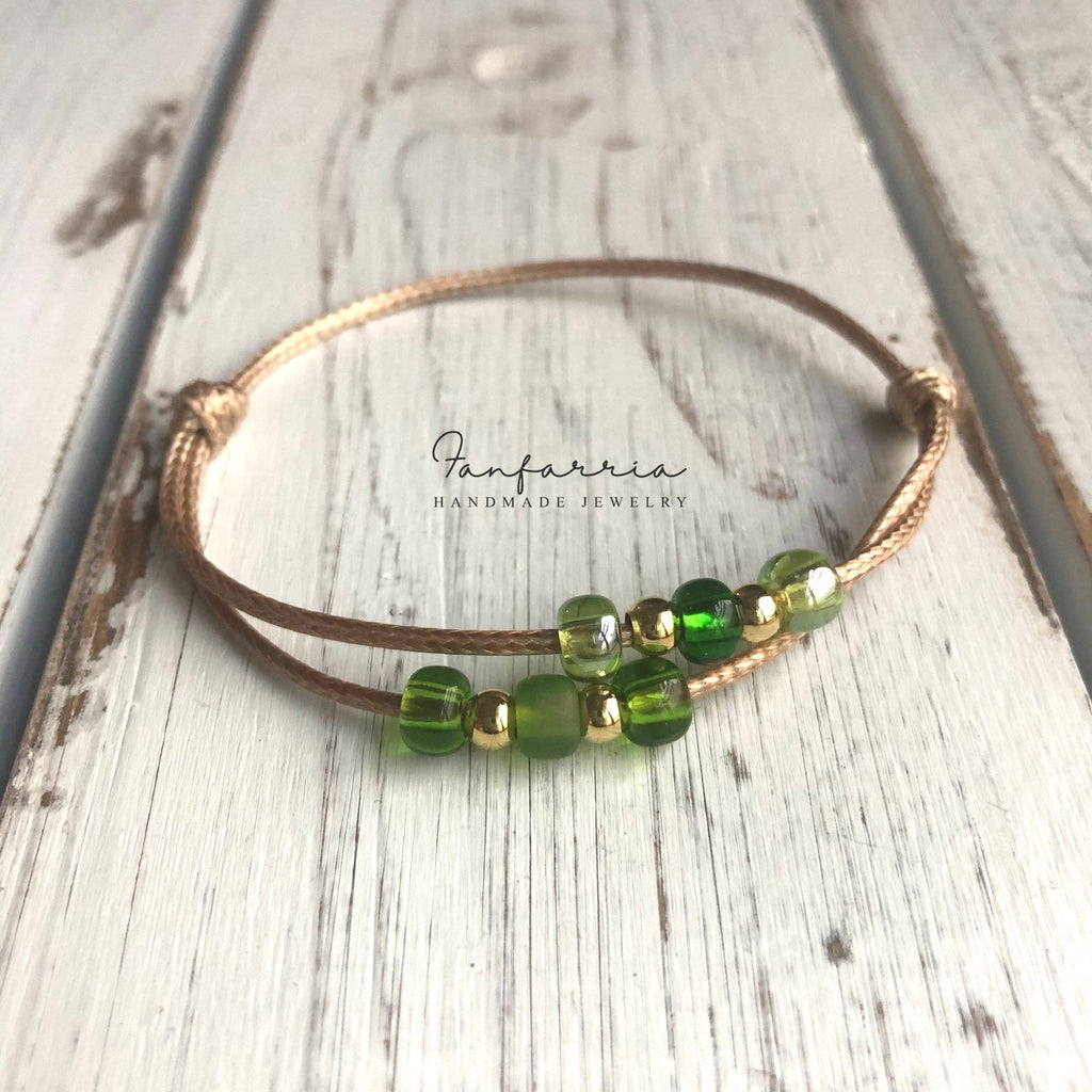 Sebring, Green Czech Beads Gold Accents