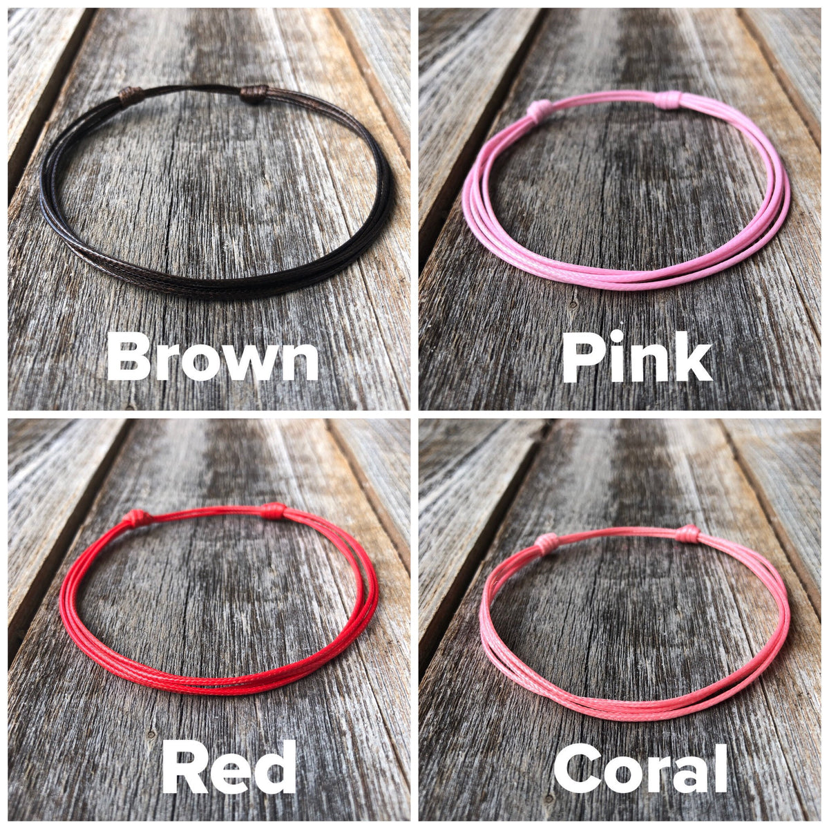 Pinellas, Anklet, Waxed Cord Bracelet, Beach Anklet, Adjustable, Waterproof, Multistrand, More colors WA001939