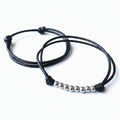 Minimalist black couples bracelets silver beaded waterproof matching set