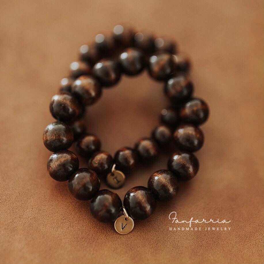Wood Anniversary Gift, Beaded Couple Bracelets, 5th Anniversary