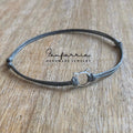 Sterling Silver Cat Anklet, Adjustable Anklet, Gray Waxed Cord, Waterproof, Cat Lover WA001599