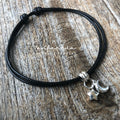 Moon Star Sterling Silver Anklet, Black Waxed Cord, Unisex Adjustable