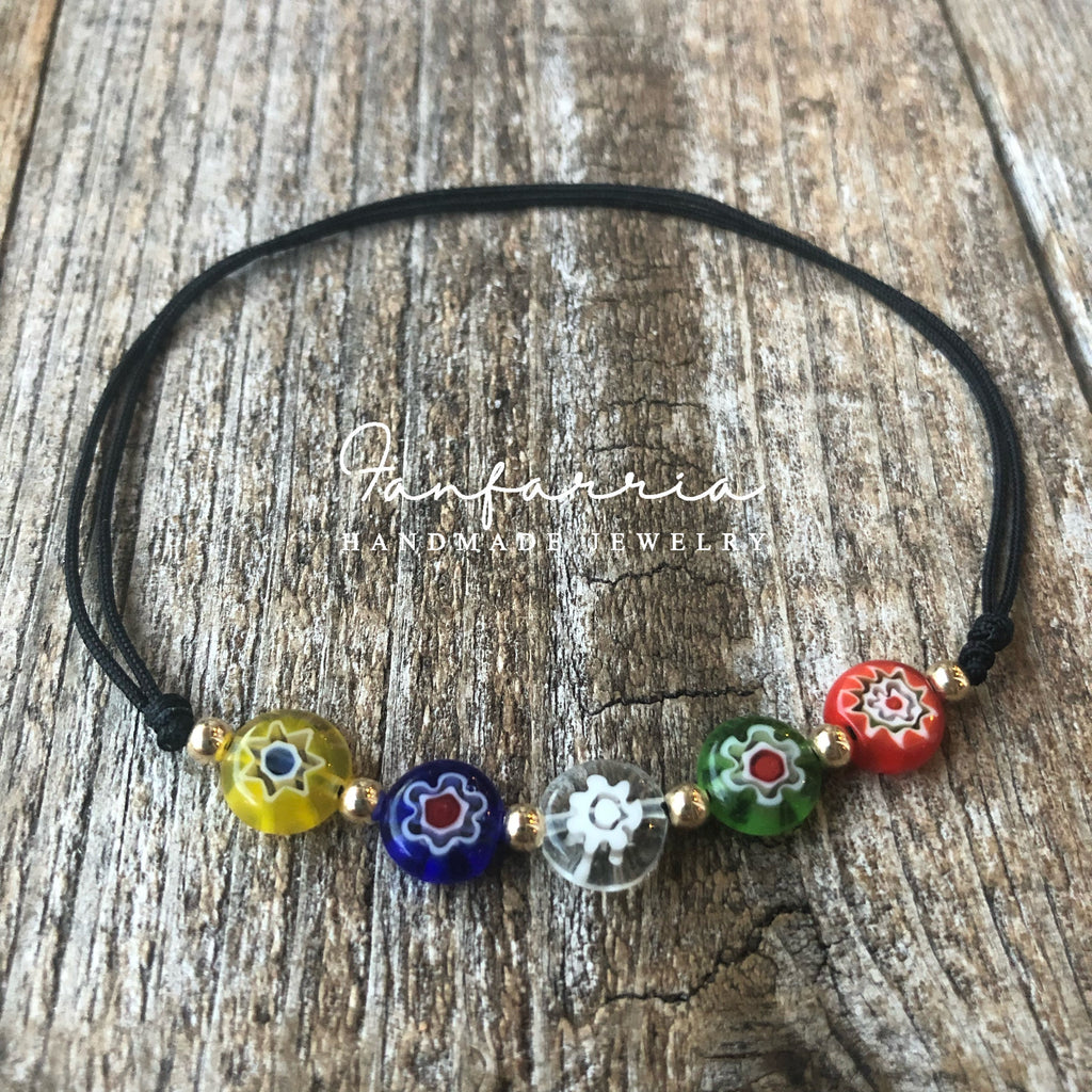 Millefiori Flower Colorful Anklet