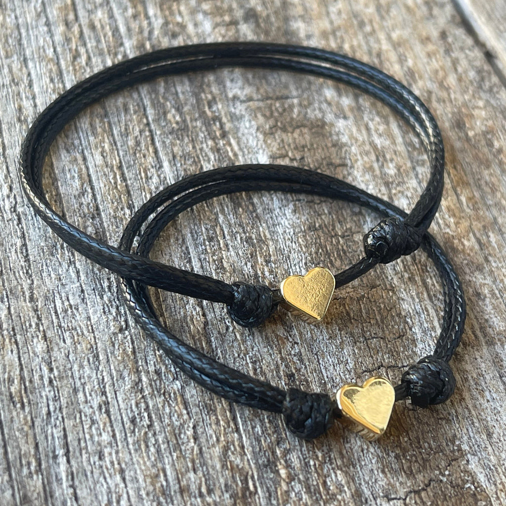 Gold Heart Black Minimalist Mommy and Me Matching Bracelets Choose Color
