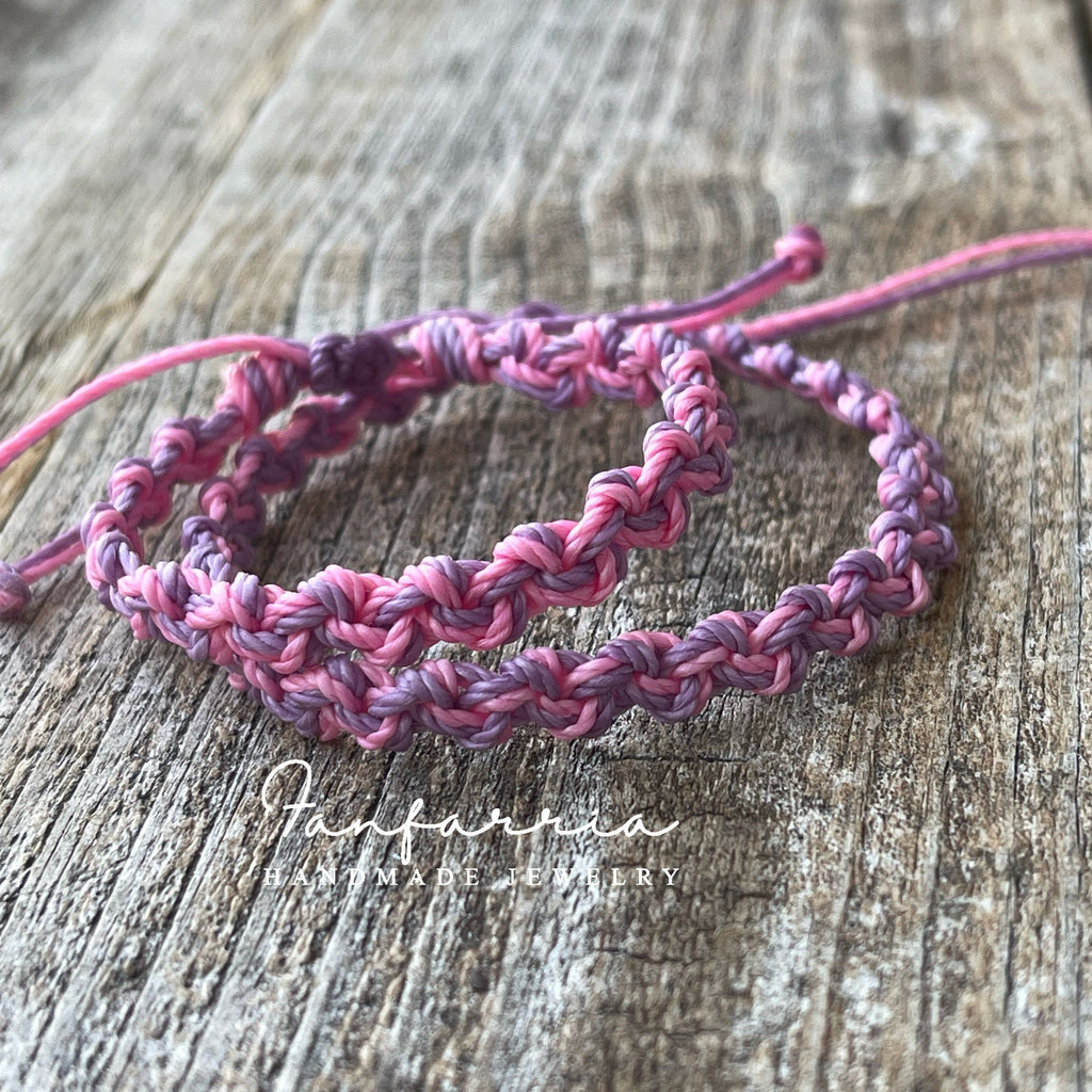 Shell Key, Purple and Pink Mommy and Me bracelets, Waterproof