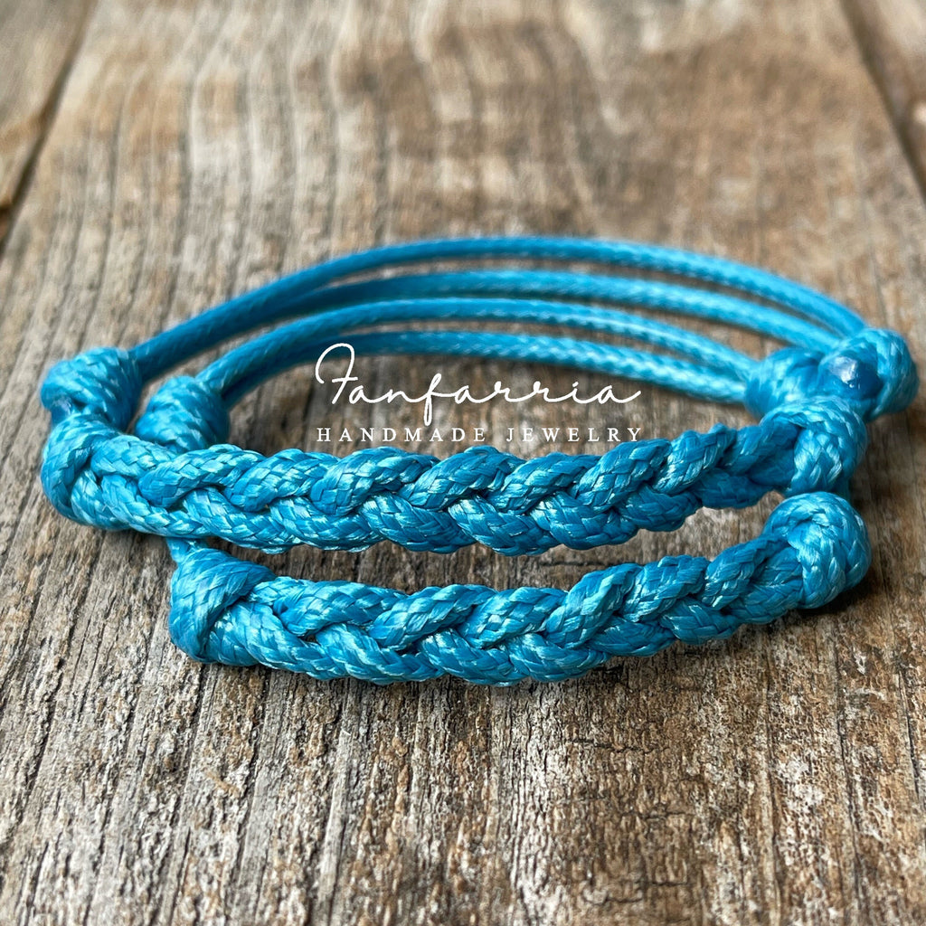 Islamorada, Turquoise Blue Braid Family Bracelets,  Matching Bracelets, Waterproof