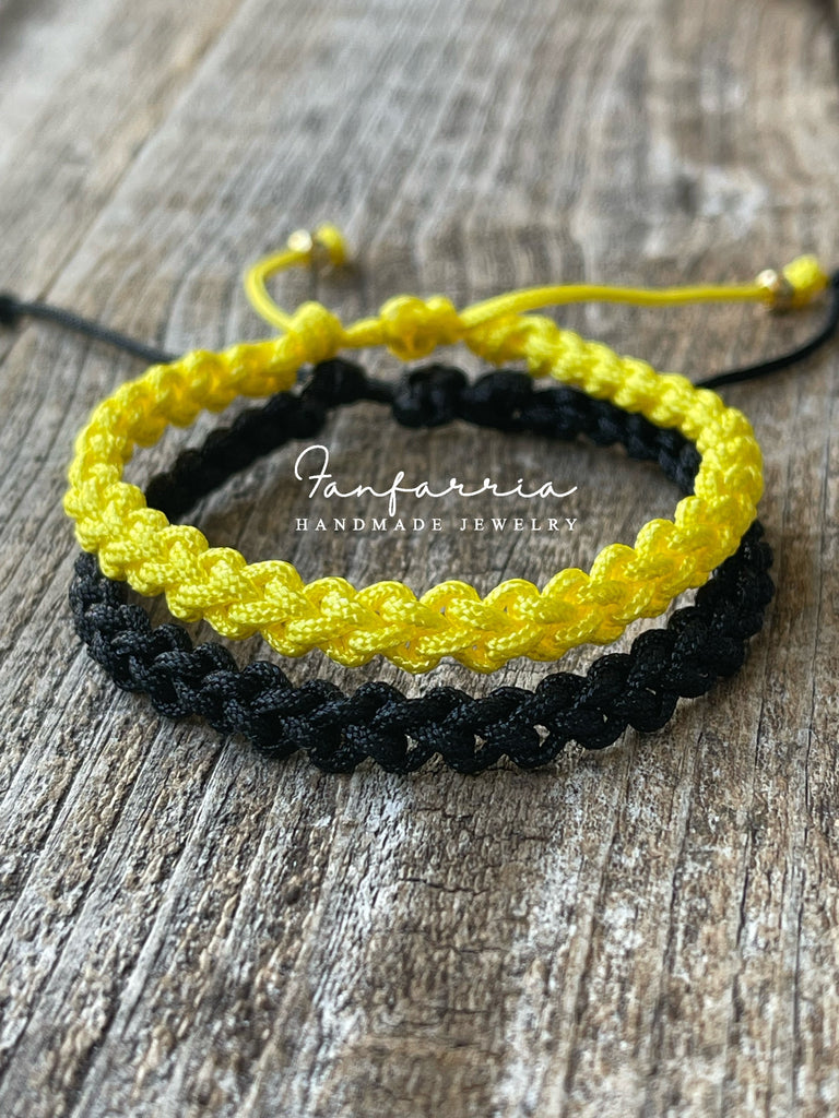 Destin II, His and Hers Bracelets, Black and Yellow, Couples Bracelet, Waterproof