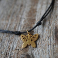 Gold Butterfly Black Anklet Adjustable