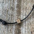 Sterling silver initial cube black adjustable choker necklace personalized