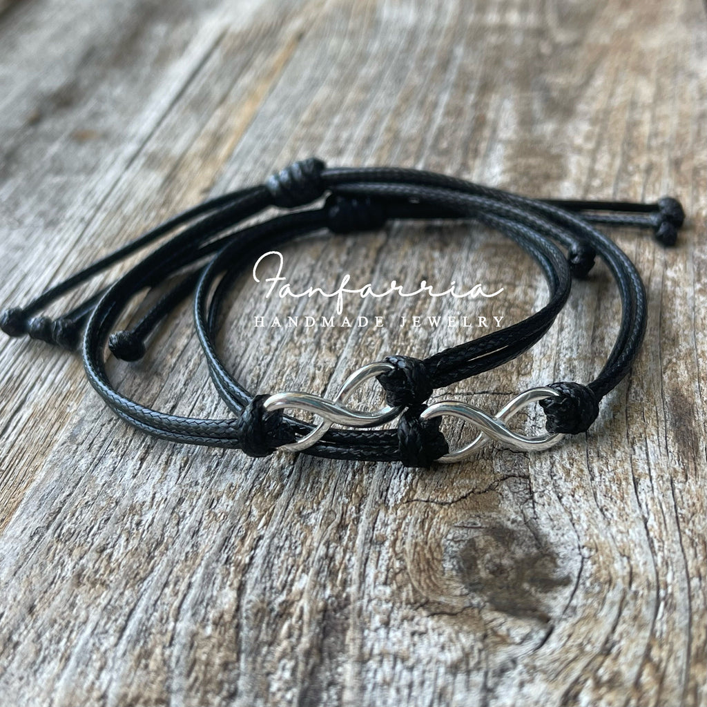 Infinity Knot Sterling Silver Couple Bracelets Waterproof
