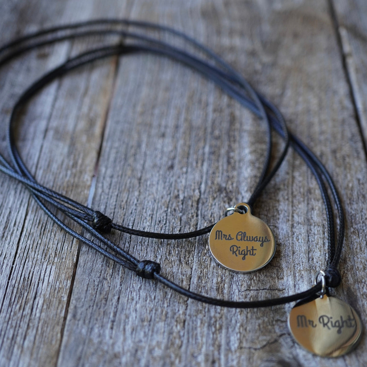 Humor Couple Necklaces, Mr. Right and Mrs. Always Right