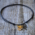 Gold Elephant Adjustable Black Anklet