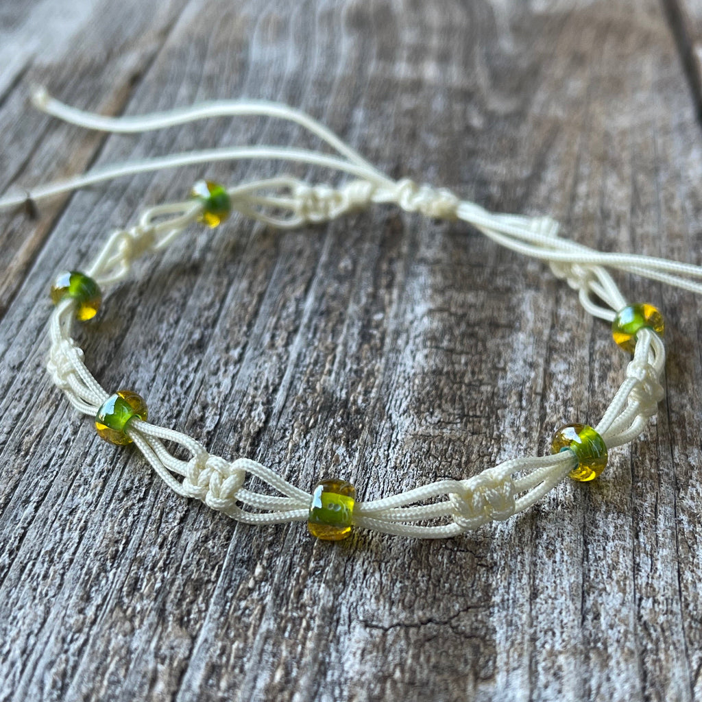Clearwater Green Beaded Natural Anklet
