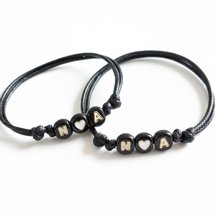 Personalized initial his and hers couples bracelets love knot matching anniversary