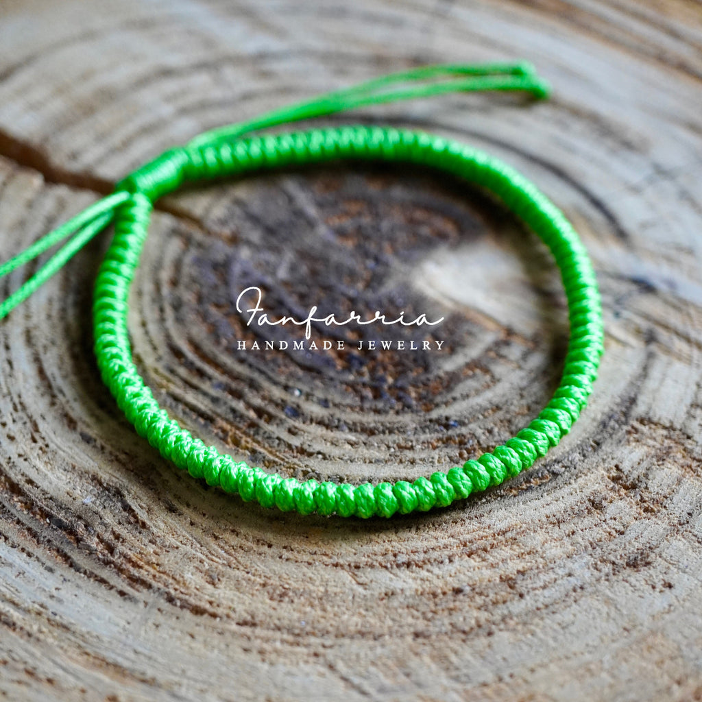 Waterside Bright Green Braided Bracelet Adjustable Waterproof Vegan Leather