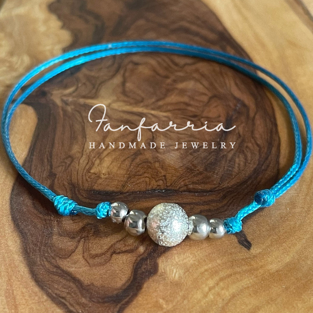 Silver Beaded Turquoise Bracelet