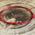 Sterling Silver Red Cat Anklet, Adjustable Anklet, Red Waxed Cord, Waterproof, Cat Lover