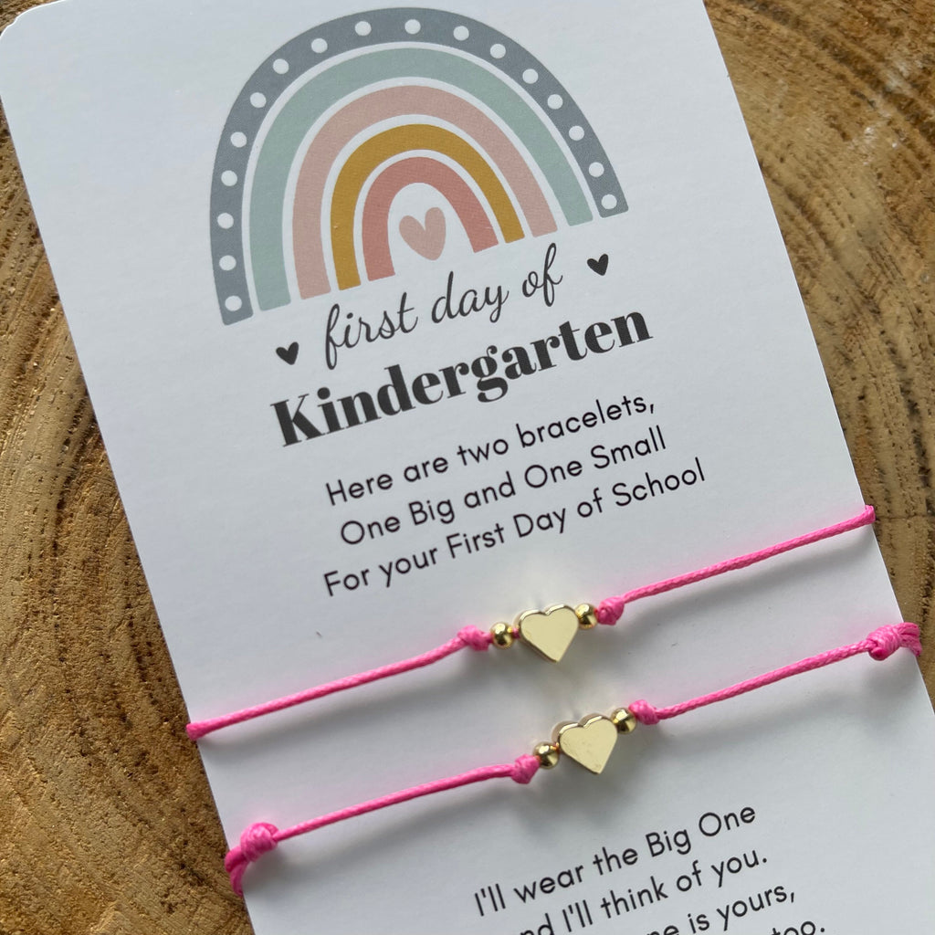 Mommy and Me Heart Bracelets First Day of Kindergarten Back to School