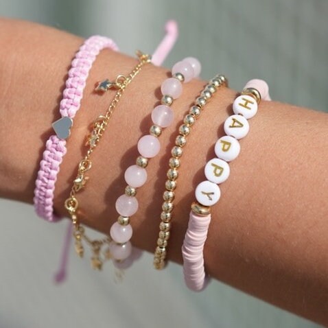 Set of 5 Pink Bohemian Anklet or Bracelet Set