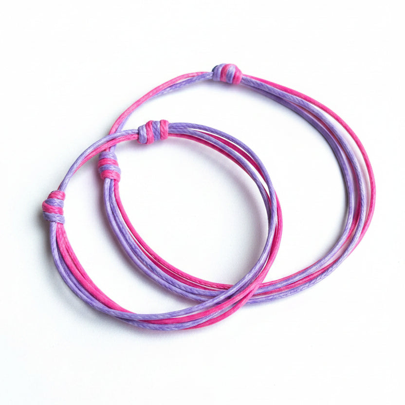 Pinellas, Purple and Pink Mommy and Me Bracelets, String Bracelets