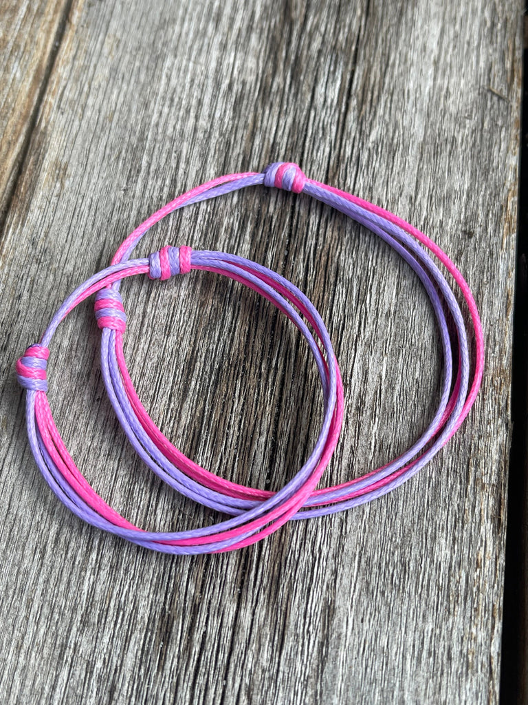 Pinellas, Purple and Pink Mommy and Me Bracelets, String Bracelets