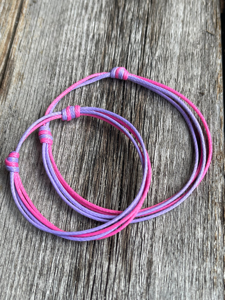 Pinellas, Purple and Pink Mommy and Me Bracelets, String Bracelets