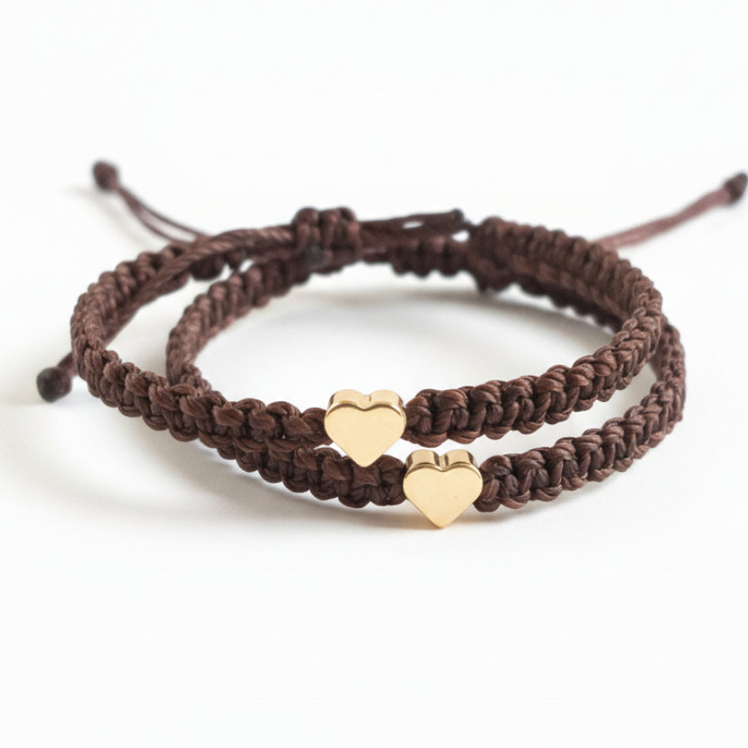 Mommy and me bracelets, Brown, Mom and Daughter bracelets, Heart bracelets, Waterproof Matching Bracelets