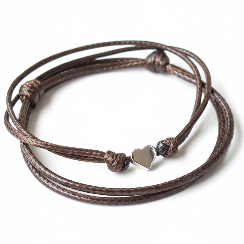 Minimalist gold heart brown waterproof couple bracelets his and hers matching set