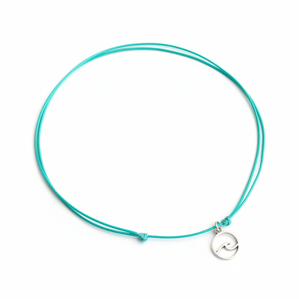 Surf wave turquoise choker necklace adjustable waterproof boho beach handmade