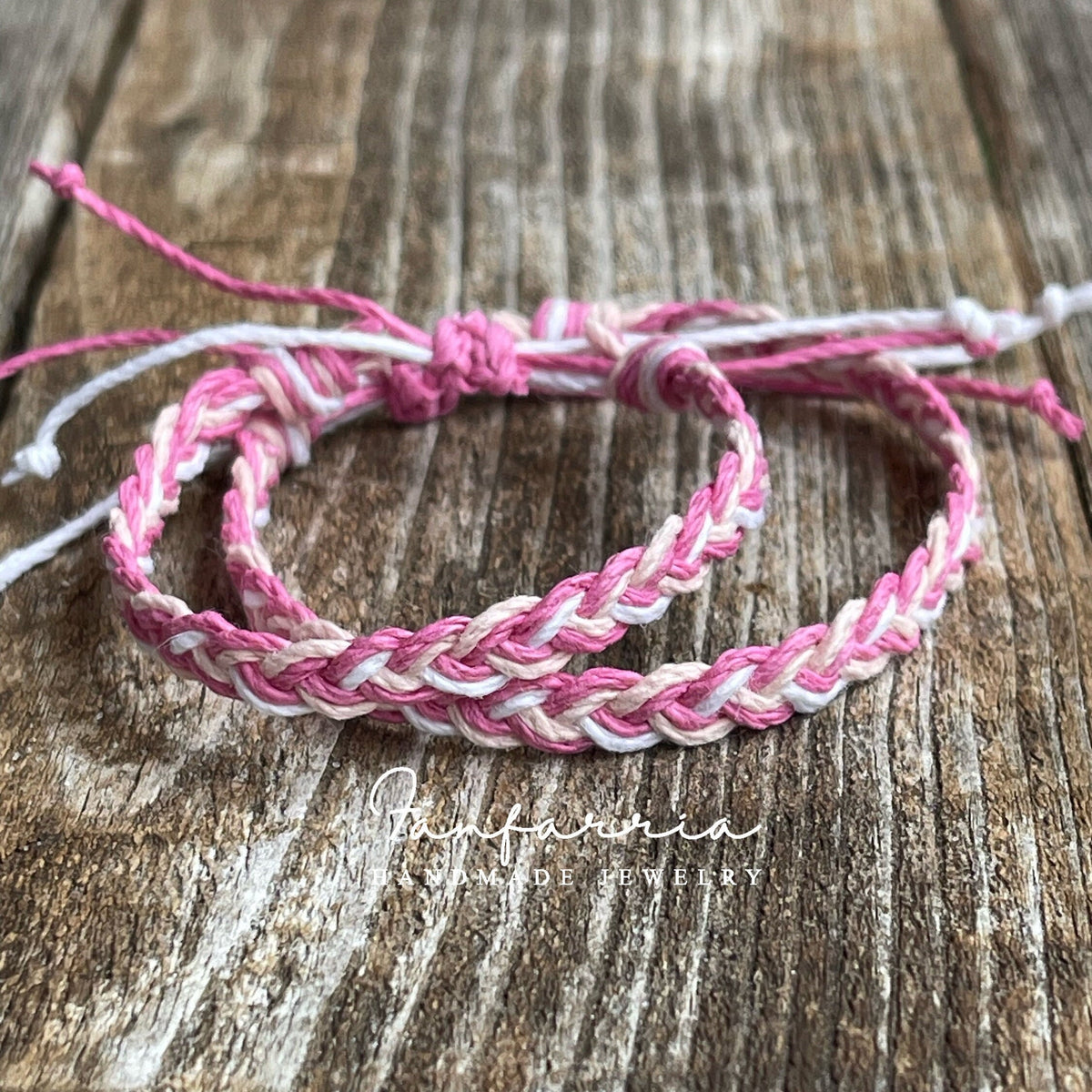 First Day of Preschool Pink Hemp Mommy and me bracelets