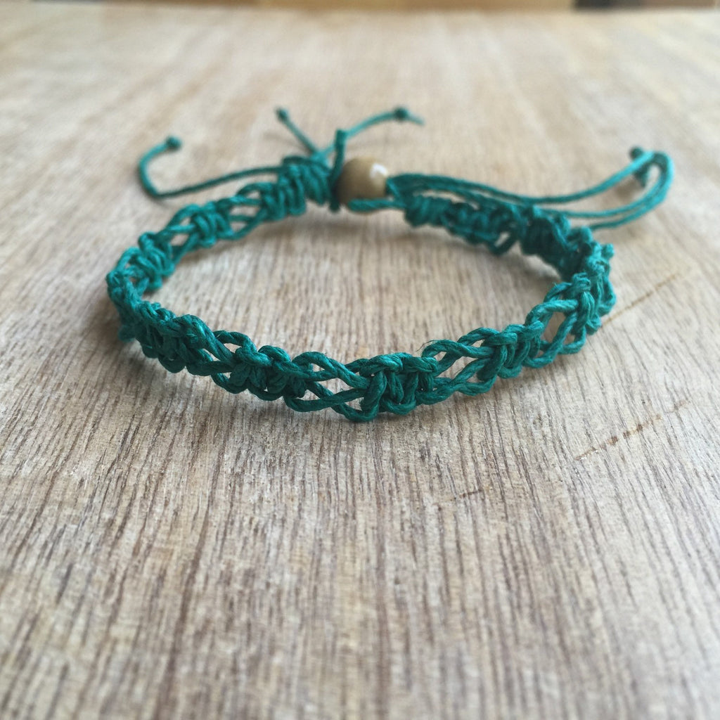 SoBe Green Hemp Anklet - Fanfarria Handmade Jewelry