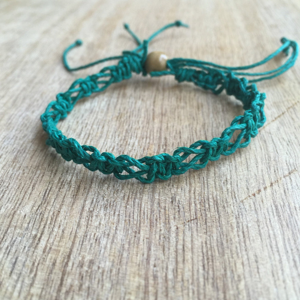 SoBe Green Hemp Anklet - Fanfarria Handmade Jewelry