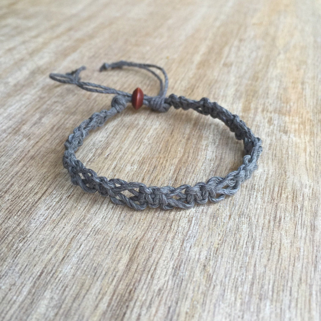 SoBe Gray Hemp Anklet - Fanfarria Handmade Jewelry