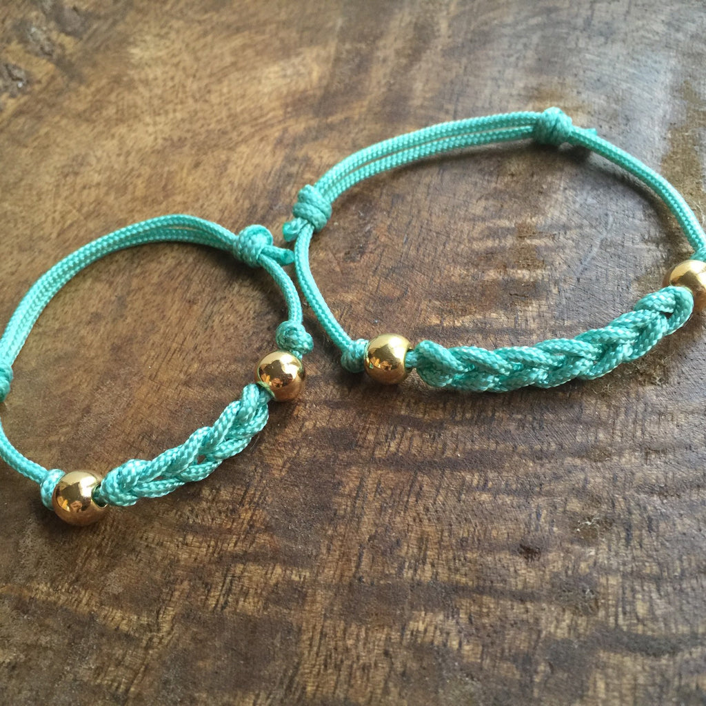 Adrienne Mint Mommy and Me Braided Bracelets - Fanfarria Handmade Jewelry