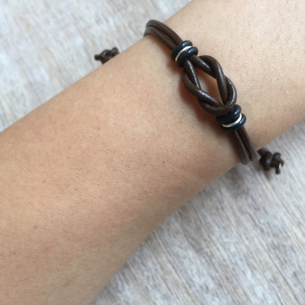 Sanibel Chocolate Leather Couples Bracelets - Fanfarria Handmade Jewelry