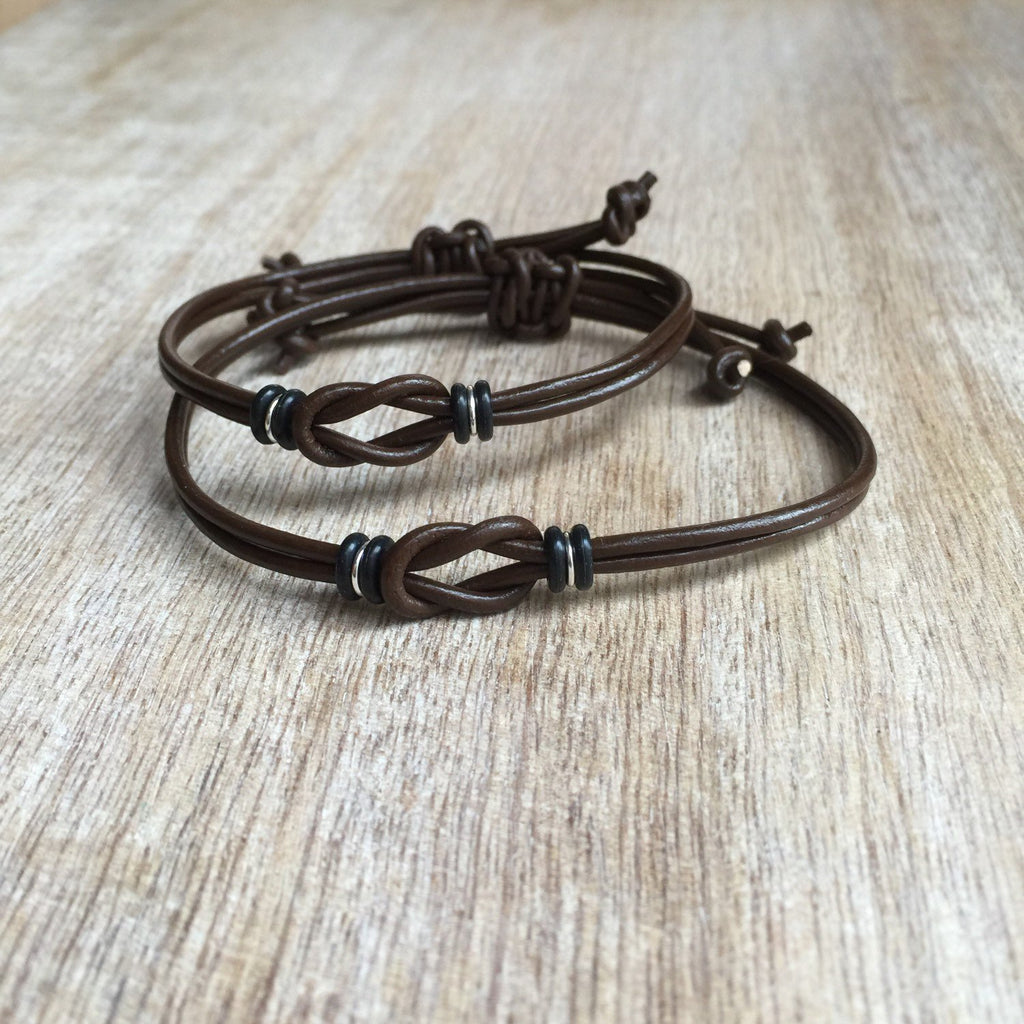 Sanibel Chocolate Leather Couples Bracelets - Fanfarria Handmade Jewelry